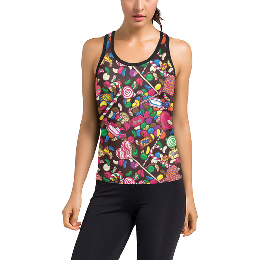 Candy Pattern Print Design CA02 Women's Racerback Tank Top