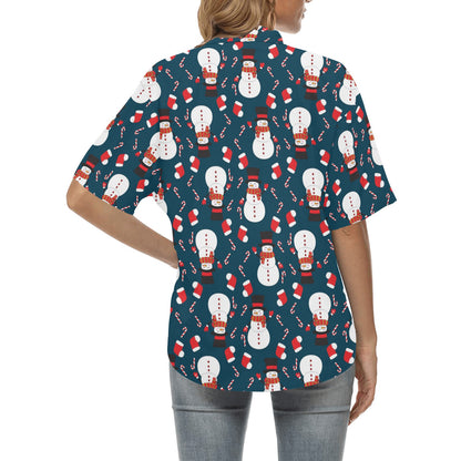 Snowman Print Design LKS301 Women's Hawaiian Shirt