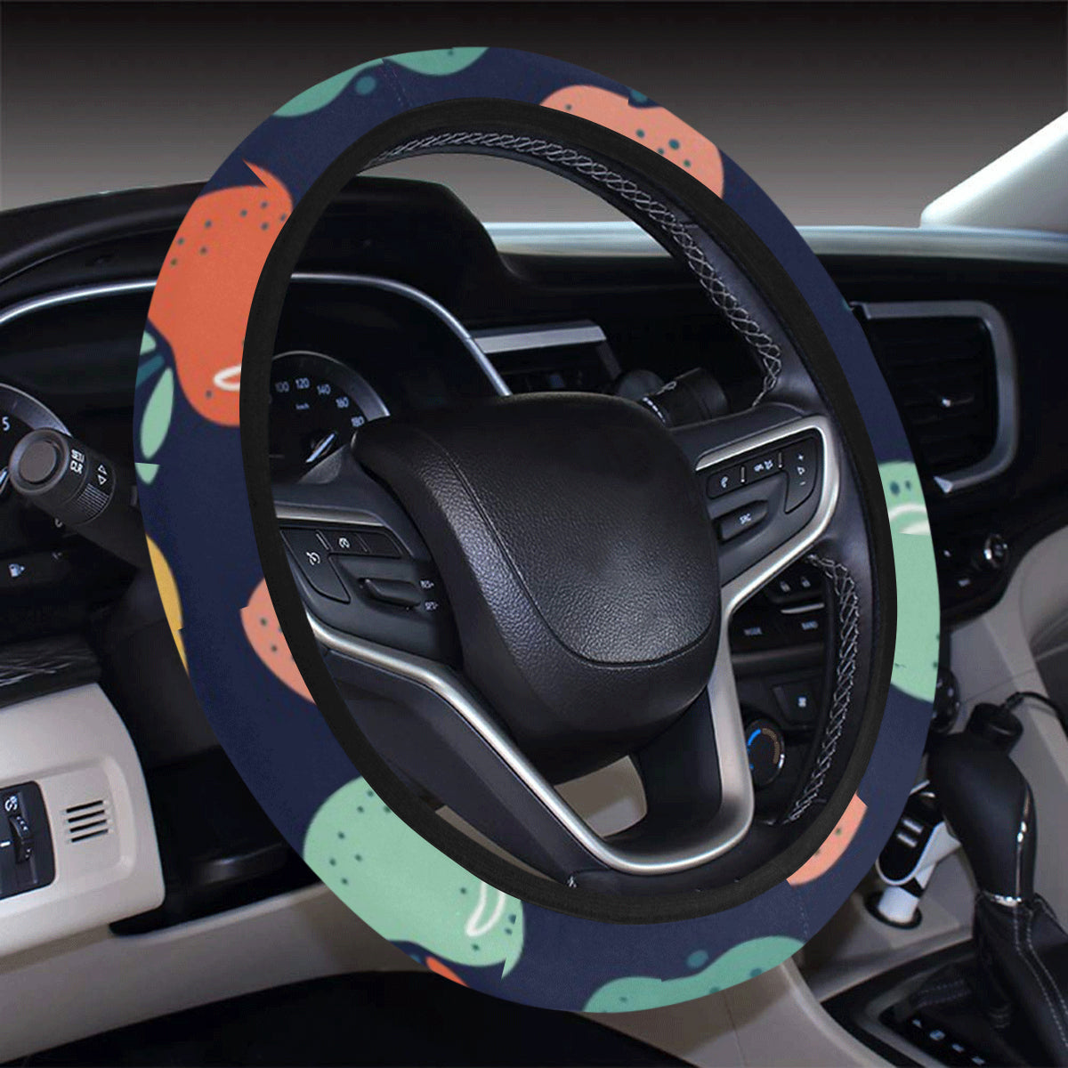 Apple Pattern Print Design AP09 Steering Wheel Cover with Elastic Edge