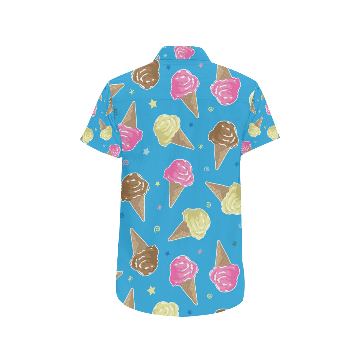 Ice Cream Pattern Print Design 01 Men's Short Sleeve Button Up Shirt
