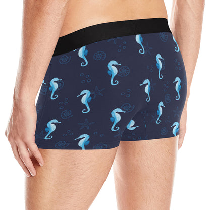 SeaHorse Blue neon Pattern Print Design 03 Men's Boxer Briefs