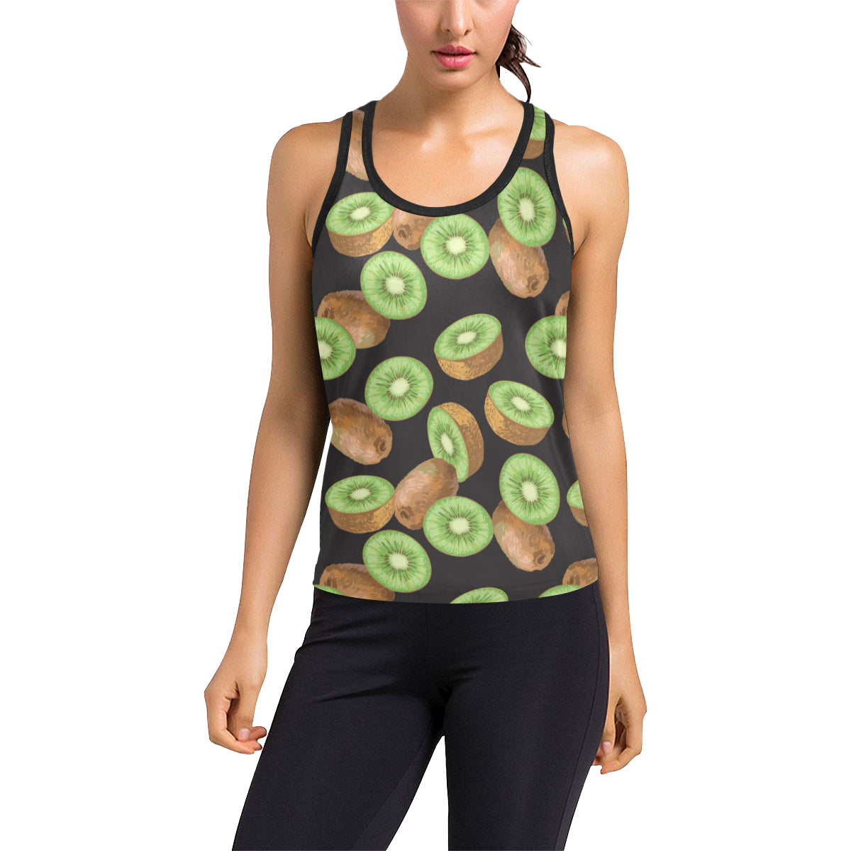 Kiwi Pattern Print Design KW03 Women's Racerback Tank Top