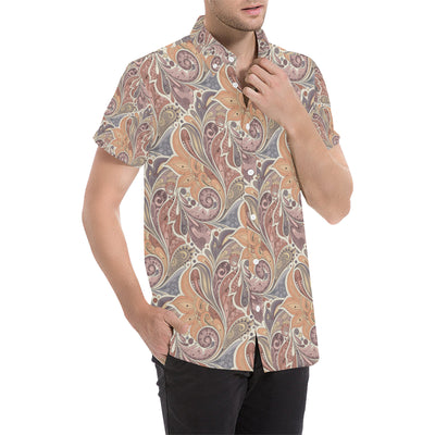 Boho Pattern Print Design 03 Men's Short Sleeve Button Up Shirt