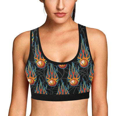 Basketball Fire Print Pattern Sports Bra