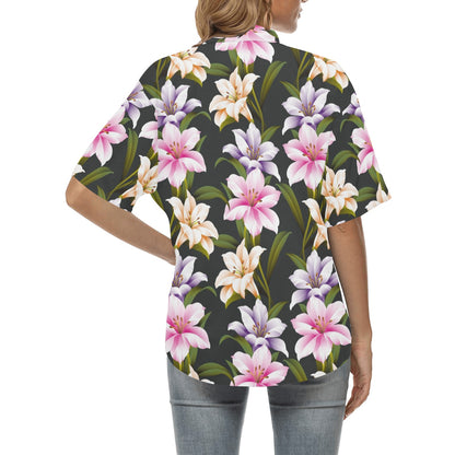 Lily Pattern Print Design LY01 Women's Hawaiian Shirt