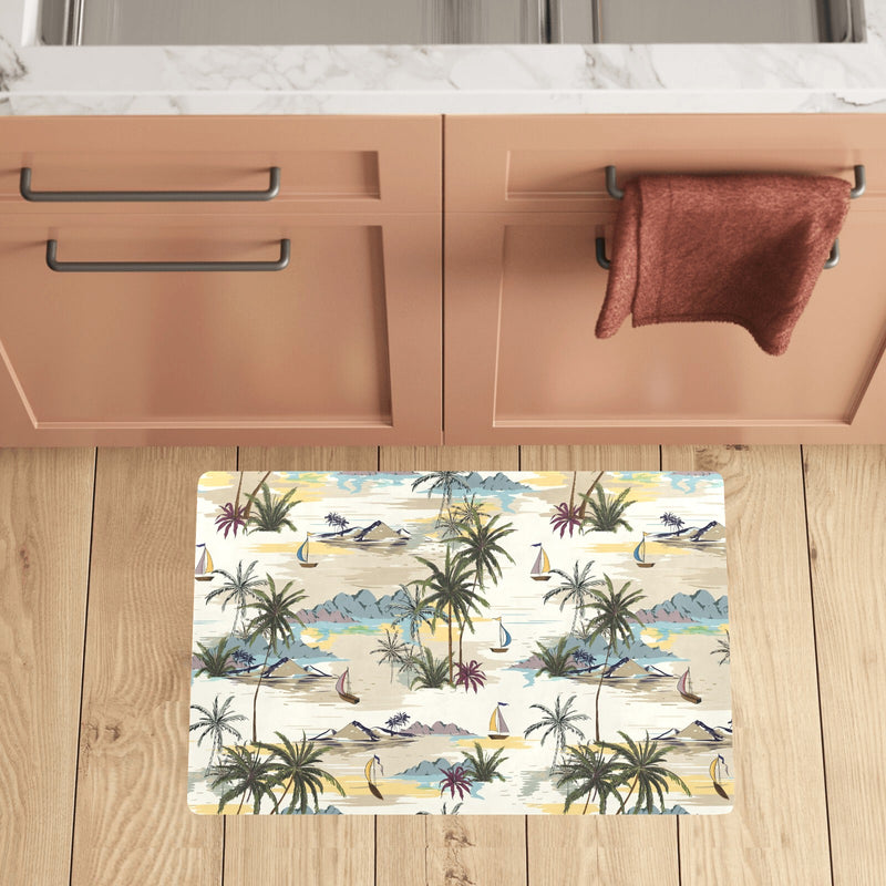 Palm Tree Beach Print Kitchen Mat