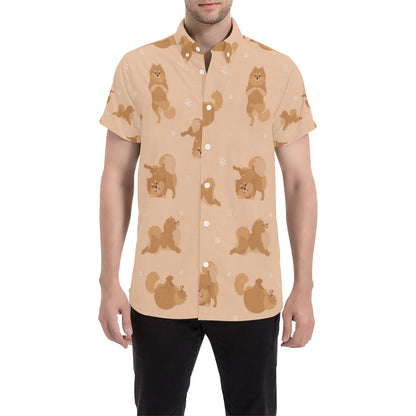 Pomeranians Pattern Print Design A06 Men's Short Sleeve Button Up Shirt