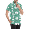 Arctic Fox Pattern Print Design Men's Short Sleeve Button Up Shirt