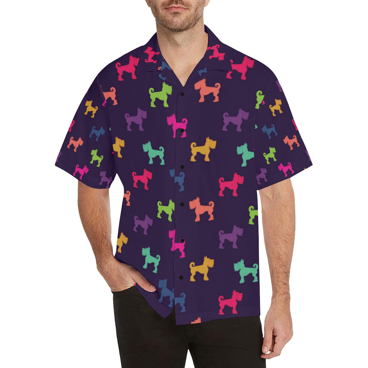 Schnauzers Pattern Print Design A05 Men's Hawaiian Shirt