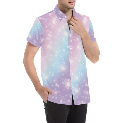 Cosmic Pastel Pattern Print Design 02 Men's Short Sleeve Button Up Shirt