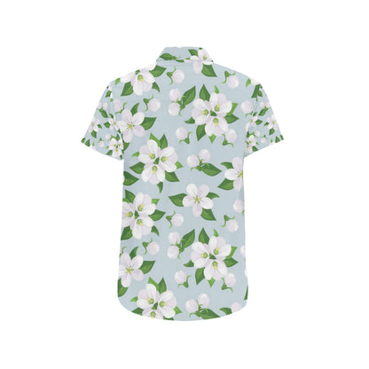 Apple blossom Pattern Print Design AB04 Men's Short Sleeve Button Up Shirt