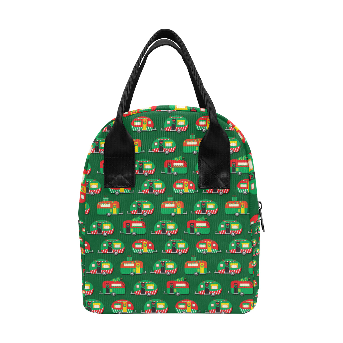 Camper Camping Christmas Themed Print Insulated Lunch Bag