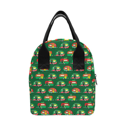 Camper Camping Christmas Themed Print Insulated Lunch Bag
