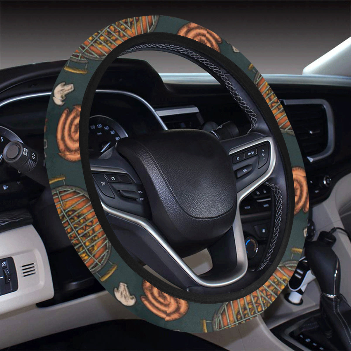 Barbecue Pattern Print Design 02 Steering Wheel Cover with Elastic Edge