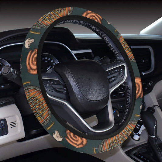 Barbecue Pattern Print Design 02 Steering Wheel Cover with Elastic Edge