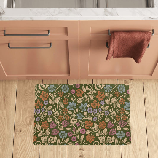 Floral Vintage Print Pattern Kitchen Mat