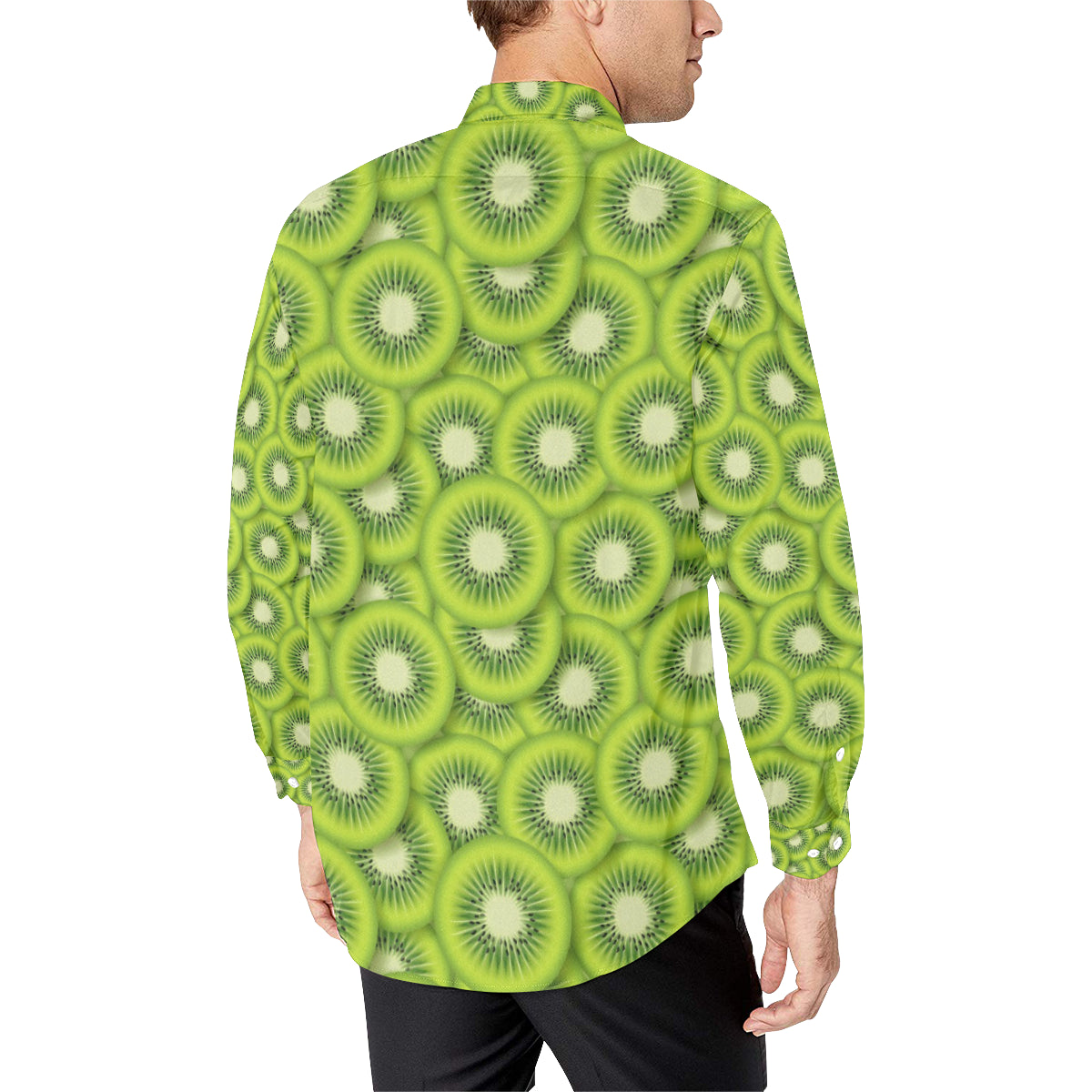 Kiwi Pattern Print Design KW01 Men's Long Sleeve Shirt