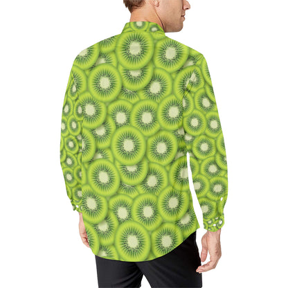 Kiwi Pattern Print Design KW01 Men's Long Sleeve Shirt