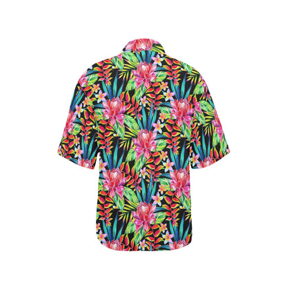 Heliconia Pattern Print Design HL02 Women's Hawaiian Shirt