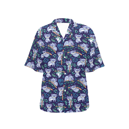 Koala Themed Design Print Women's Hawaiian Shirt