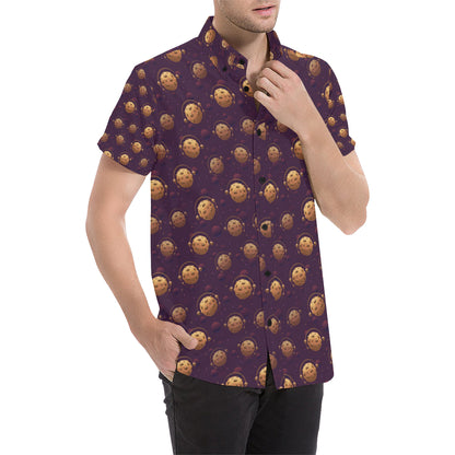 Cookie Pattern Print Design 03 Men's Short Sleeve Button Up Shirt