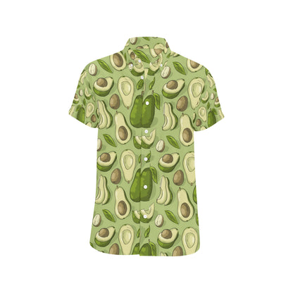 Avocado Pattern Print Design AC03 Men's Short Sleeve Button Up Shirt