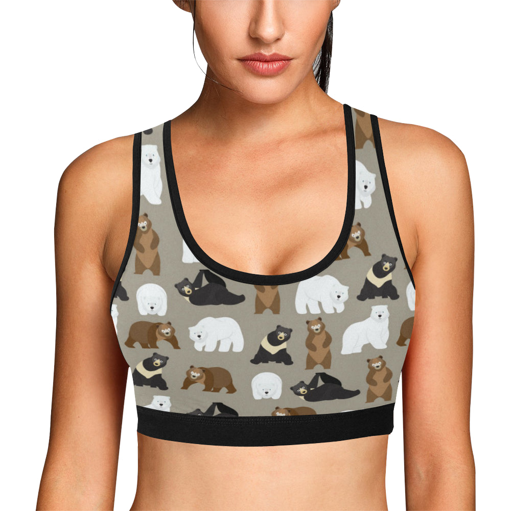 Bear Pattern Print Design BE03 Sports Bra