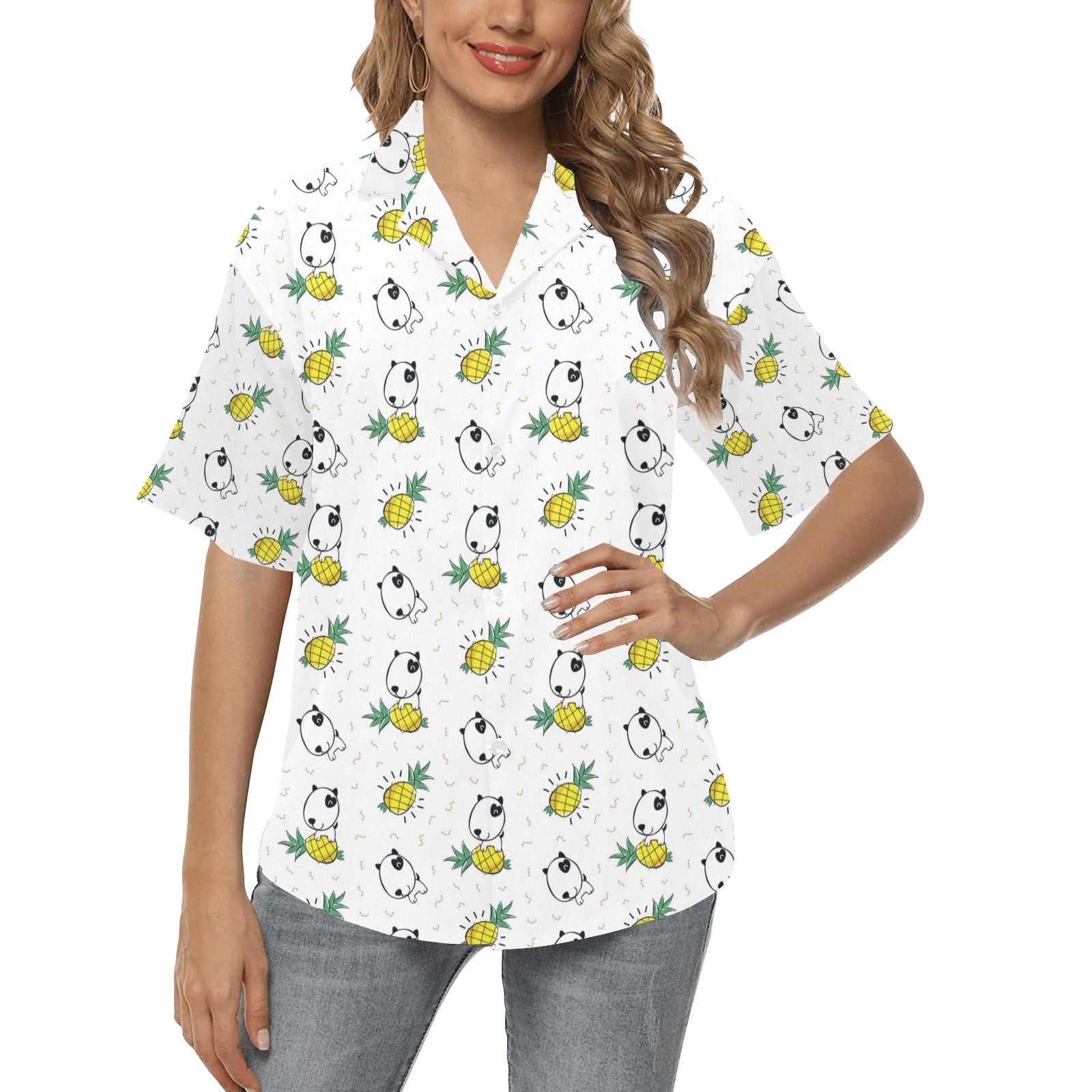 Bull Terriers Pattern Print Design 05 Women's Hawaiian Shirt