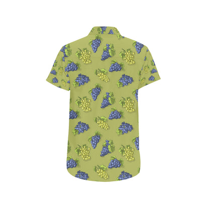 Grape Pattern Print Design GP08 Men's Short Sleeve Button Up Shirt