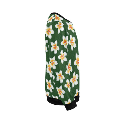 White Plumeria Pattern Print Design PM020 Men Long Sleeve Sweatshirt