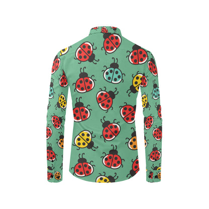 Ladybug Pattern Print Design 02 Men's Long Sleeve Shirt