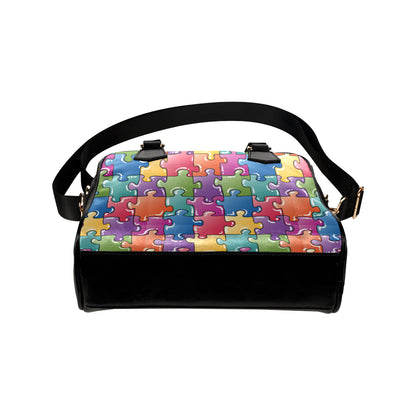 Puzzle Pattern Print Design A05 Shoulder Handbag