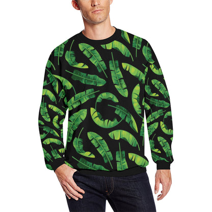 Banana Leaf Pattern Print Design BL02 Men Long Sleeve Sweatshirt