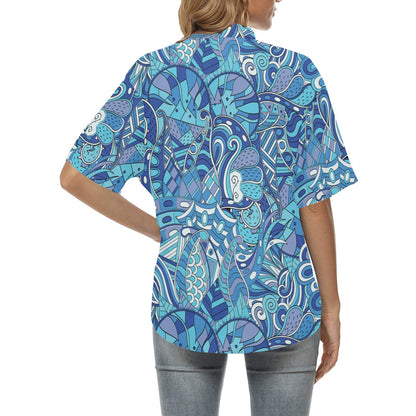 Funky Retro Pattern Print Design A02 Women's Hawaiian Shirt