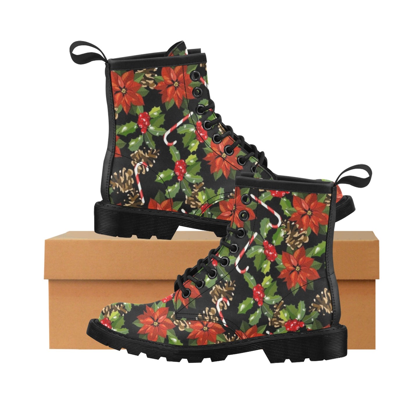 Poinsettia Pattern Print Design POT01 Women's Boots