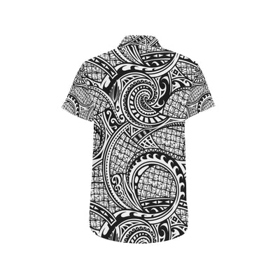 Polynesian Tribal Pattern Men's Short Sleeve Button Up Shirt