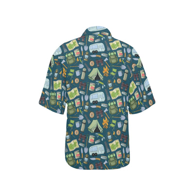 Camping Pattern Print Design 02 Women's Hawaiian Shirt