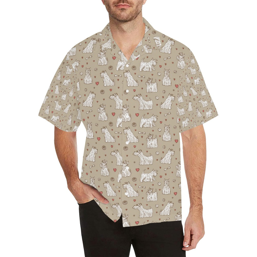 Scottish Terriers Print Design LKS3017 Men's Hawaiian Shirt