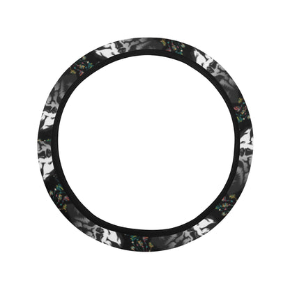 Wolf Black Dream Catcher Design Print Steering Wheel Cover with Elastic Edge