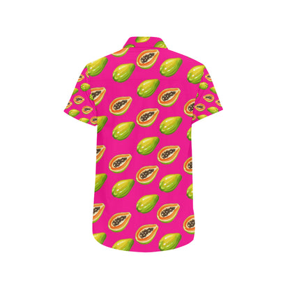 Papaya Pattern Print Design PP02 Men's Short Sleeve Button Up Shirt