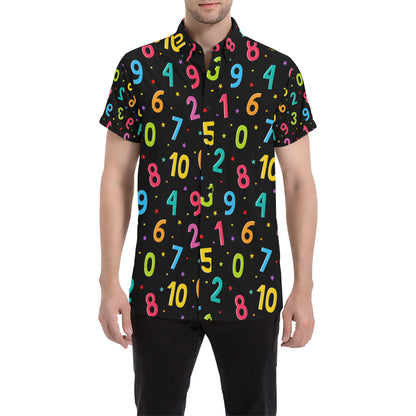 Number Pattern Print Design A04 Men's Short Sleeve Button Up Shirt