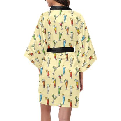 Cocktail Pattern Print Design 02 Women's Short Kimono