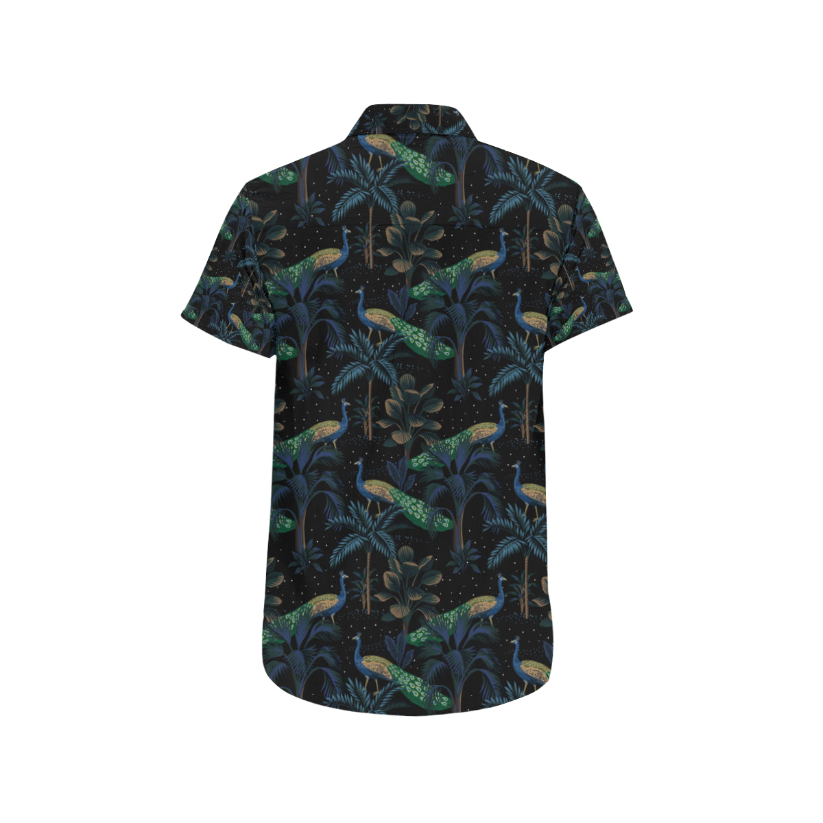 Rainforest Peacock Pattern Print Design A04 Men's Short Sleeve Button Up Shirt