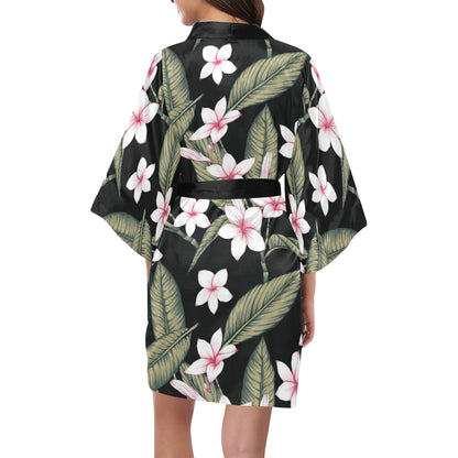 Plumeria Pattern Print Design PM021 Women Kimono Robe