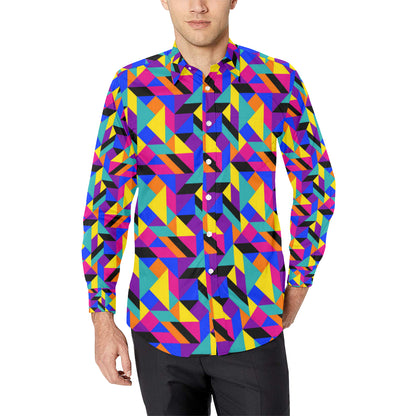 90s Colorful Pattern Print Design 1 Men's Long Sleeve Shirt