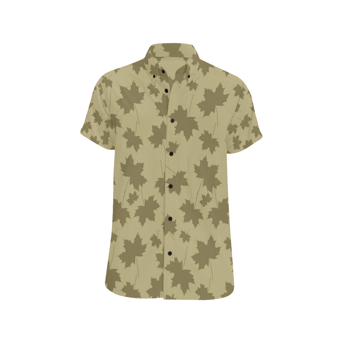 Maple Leaf Pattern Print Design 01 Men's Short Sleeve Button Up Shirt