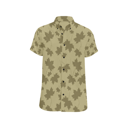Maple Leaf Pattern Print Design 01 Men's Short Sleeve Button Up Shirt