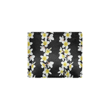 White Plumeria Pattern Print Design PM08 Men's ID Card Wallet