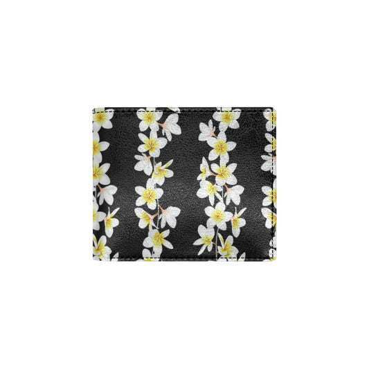 White Plumeria Pattern Print Design PM08 Men's ID Card Wallet