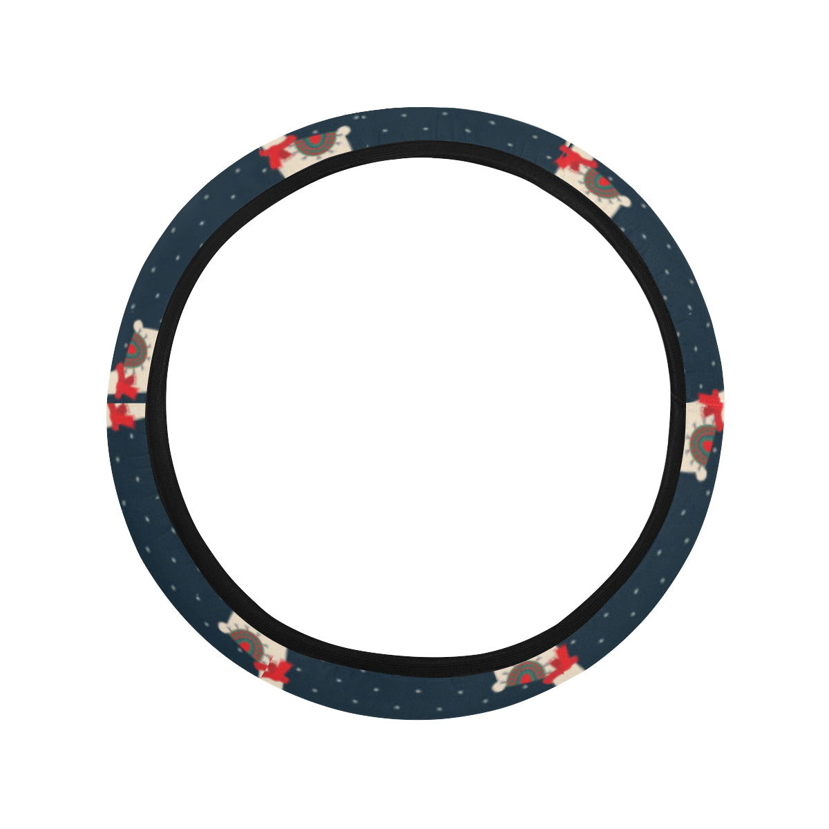 Llama with Polka Dot Themed Print Steering Wheel Cover with Elastic Edge